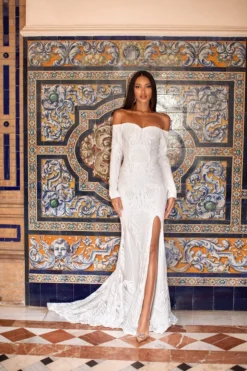 Alamour Made-To-Order Zeni Sequin Gown - White