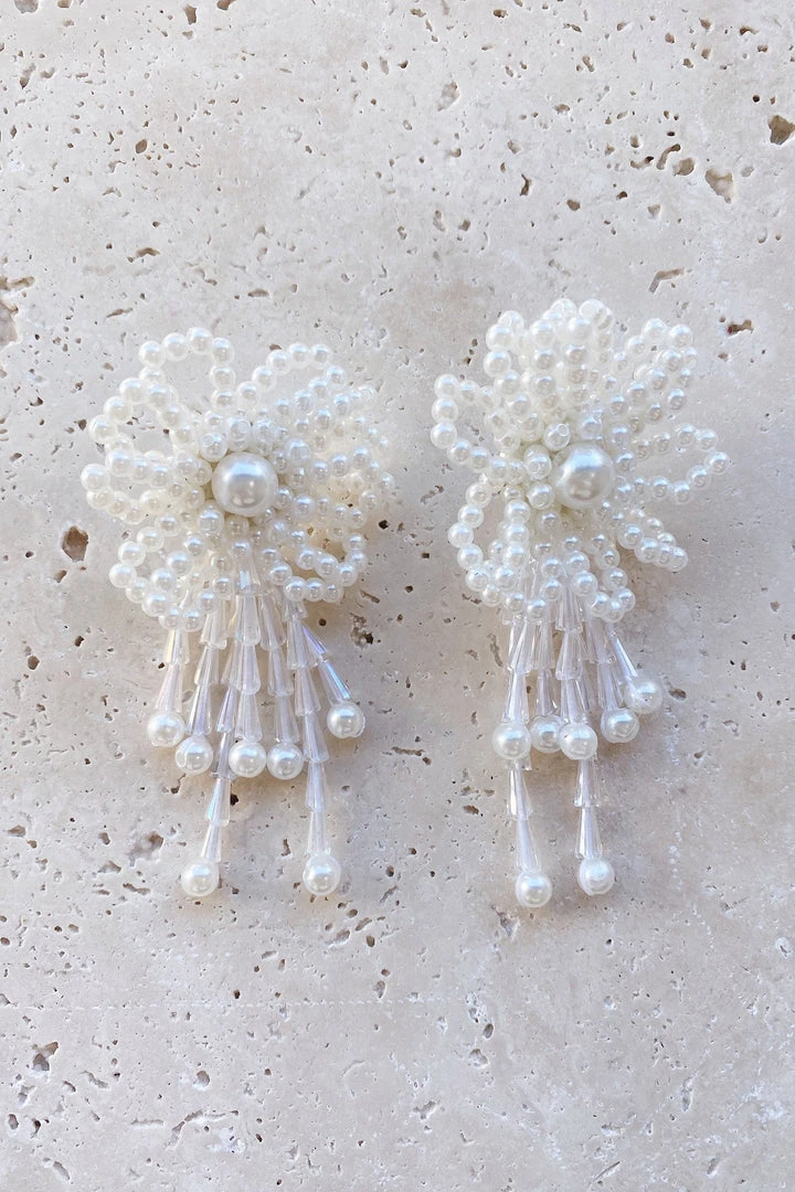 Alamour The Label Evie Pearl Flower Statement Earrings Alamour The Label Evie Pearl Flower Statement Earrings