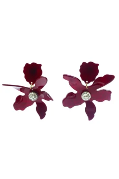 Alamour The Label Luna Burgundy Flower Earrings