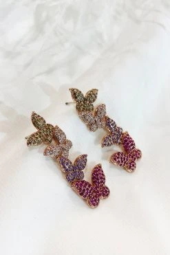 Alamour The Label Fiona Purple Butterfly Earrings NEW ARRIVALS