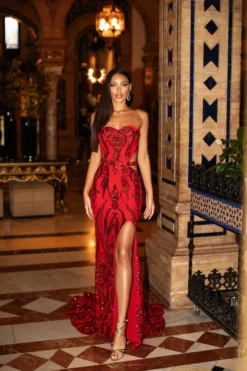 Alamour Made-To-Order Made-To-Order Gowns Levina Sequin Gown - Red