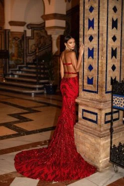 Alamour Made-To-Order Made-To-Order Gowns Levina Sequin Gown - Red 3 Alamour Made-To-Order Made-To-Order Gowns Levina Sequin Gown - Red