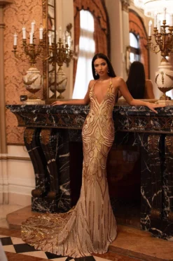 Alamour Made-To-Order Lolita Sequin Gown - Gold