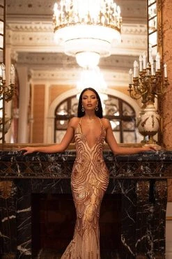 Alamour Made-To-Order Lolita Sequin Gown - Gold