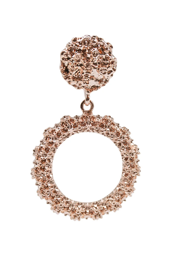 Alamour The Label Felicity Rose Gold Textured Circle Drop Earrings 2 Alamour The Label Felicity Rose Gold Textured Circle Drop Earrings
