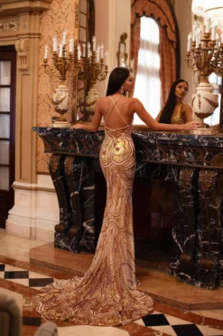 Alamour Made-To-Order Lolita Sequin Gown - Gold