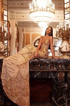 Alamour Made-To-Order Lolita Sequin Gown - Gold