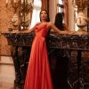 Alamour Made-To-Order Livnia Satin Gown - Orange A-Line Gowns