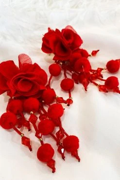 Alamour The Label NEW ARRIVALS Shailee Red Flower Drop Earrings