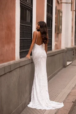 Alamour Made-To-Order Lilana Sequin Gown - White