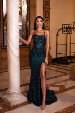 Alamour Made-To-Order Made-To-Order Gowns Zerlina Sequin Gown - Emerald