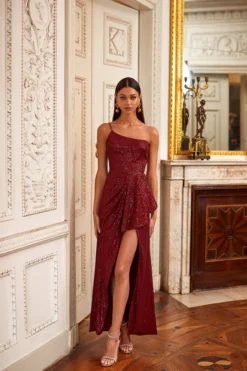 Alamour The Label Sequin Gowns Valentina - Wine Red