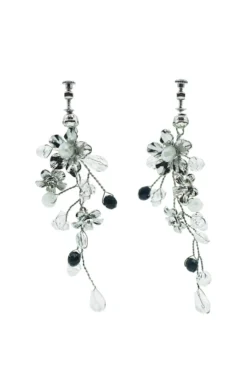 Alamour The Label Destiny Silver Floral Statement Earrings