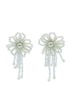 Alamour The Label Evie Pearl Flower Statement Earrings