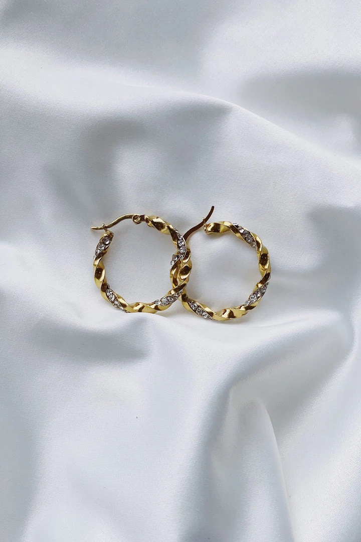 Alamour The Label Cellina Gold & Diamante Hoop Earrings 6 Alamour The Label Cellina Gold & Diamante Hoop Earrings