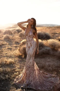 Alamour Made-To-Order Made-To-Order Gowns Ariya Sequin Gown - Rose Gold