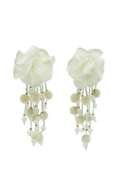 Alamour The Label NEW ARRIVALS Shailee White Flower Drop Earrings