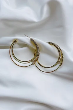Alamour The Label Alani Gold Diamante Hoop Earrings
