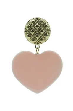 Alamour The Label Marinela Gold Pink Heart Drop Earrings
