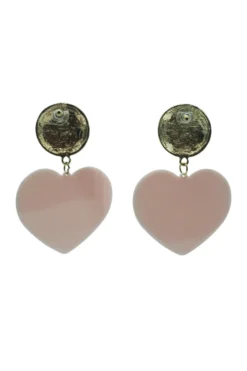 Alamour The Label Marinela Gold Pink Heart Drop Earrings