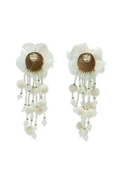 Alamour The Label NEW ARRIVALS Shailee White Flower Drop Earrings