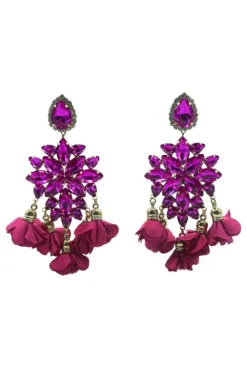 Alamour The Label Cecily Fuchsia Flower Drop Earrings