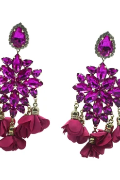 Alamour The Label Cecily Fuchsia Flower Drop Earrings