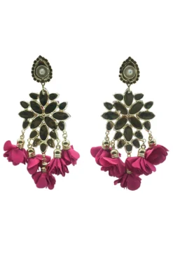 Alamour The Label Cecily Fuchsia Flower Drop Earrings