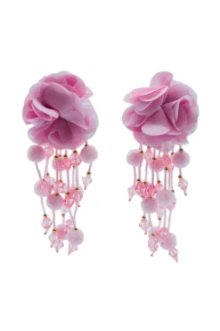 Alamour The Label Shailee Pink Flower Drop Earrings