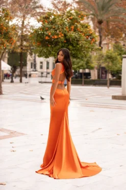 Alamour Made-To-Order Alondra Satin Gown - Orange Made-To-Order Gowns