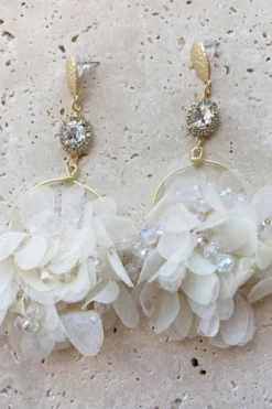 Alamour The Label Verbana White Flower Hoop Earrings