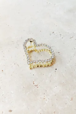 Alamour The Label Gold Heart Claw Clip With Diamantes