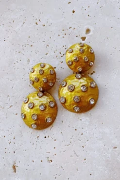 Alamour The Label Qiana Gold Circle Crystal Statement Earrings