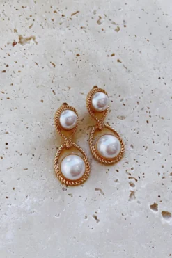 Alamour The Label Ariah Gold Pearl Drop Earrings