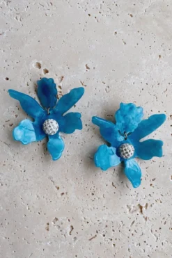 Alamour The Label Luna Teal Flower Statement Earrings