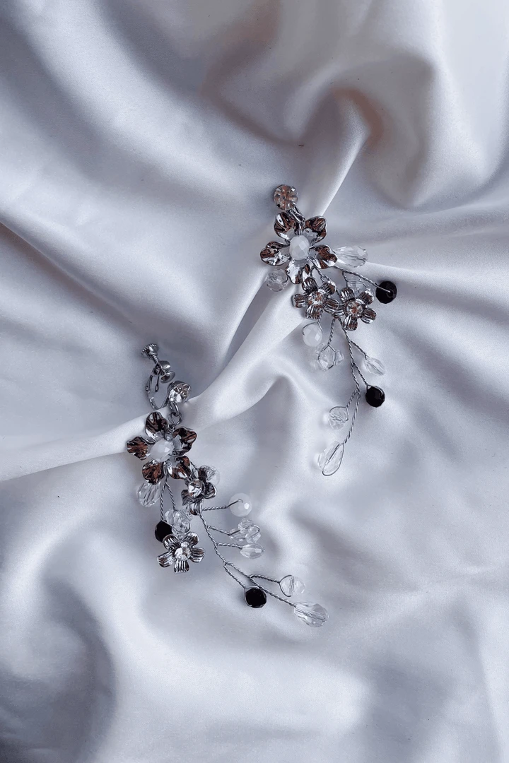 Alamour The Label Destiny Silver Floral Statement Earrings Alamour The Label Destiny Silver Floral Statement Earrings