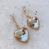 Alamour The Label Oddette Gold Heart Crystal Drop Earrings