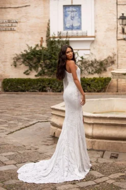 Alamour Made-To-Order Evelia Sequin Gown - White