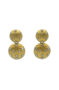 Alamour The Label Qiana Gold Circle Crystal Statement Earrings