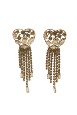 Alamour The Label Jules Bronze Statement Heart Drop Earrings