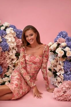 Alamour The Label COCKTAIL Shailee Long Sleeve Midi Dress