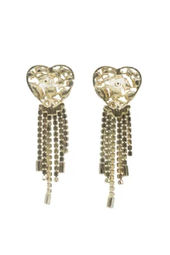 Alamour The Label Jules Bronze Statement Heart Drop Earrings