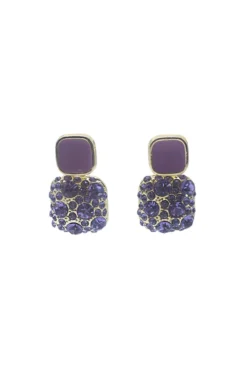 Alamour The Label Cassidy Lilac Diamante Studs Earrings