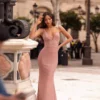 Alamour Made-To-Order Made-To-Order Gowns Alisha Lurex Gown - Dusty Pink