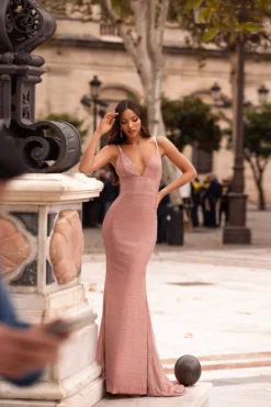 Alamour Made-To-Order Made-To-Order Gowns Alisha Lurex Gown - Dusty Pink