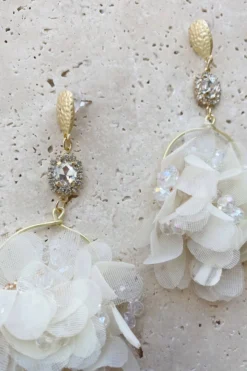 Alamour The Label Verbana White Flower Hoop Earrings