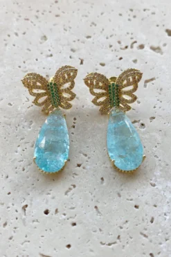 Alamour The Label Lulu Baby Blue Drop Butterfly Earrings