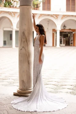 Alamour Made-To-Order Lili Sequin Gown - Silver Made-To-Order Gowns