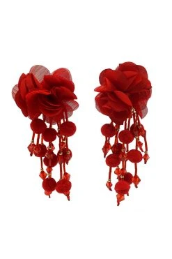 Alamour The Label NEW ARRIVALS Shailee Red Flower Drop Earrings