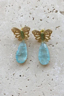 Alamour The Label Lulu Baby Blue Drop Butterfly Earrings